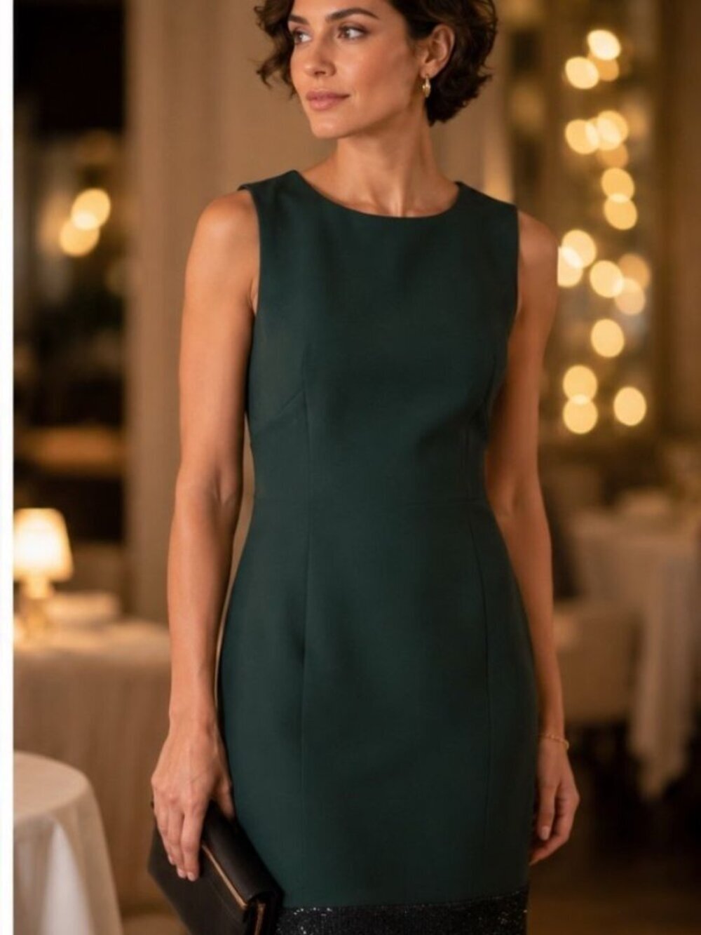 NWT VINCE CAMUTO Green Sequin Lined Stretch Sleeveless Sheath Dress Sz 6 $148